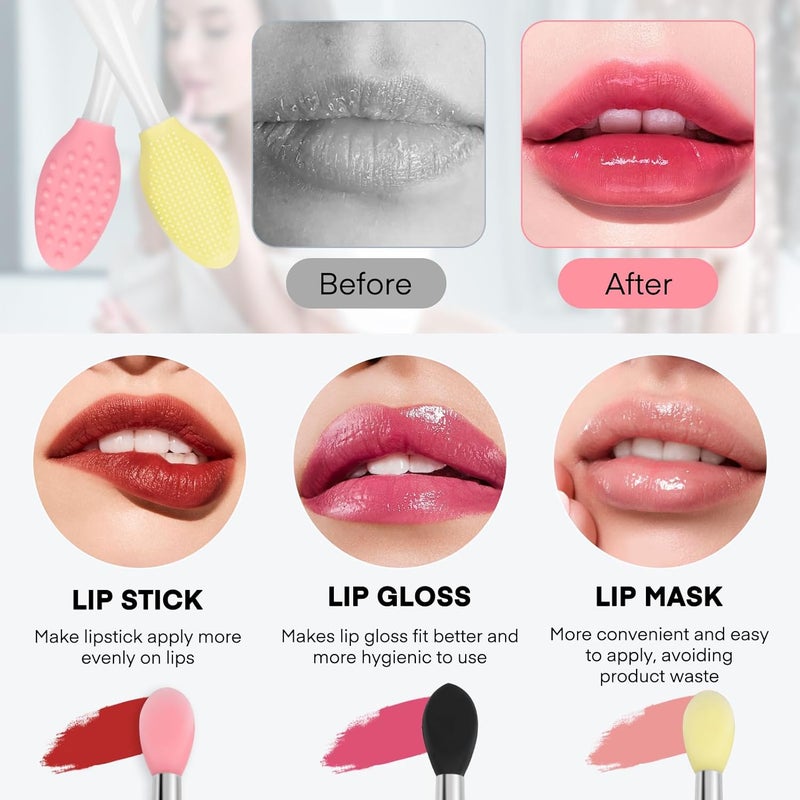 Unaone Lip Scrub Brush - 3 PCS Dual-ended Lip Scrubber Exfoliator and Silicone Lip Brush, 2-in-1 Silicone Lip Scrub Tool Lip Mask Applicator, Gentle Exfoliator & Applicator for Soft - Image 4